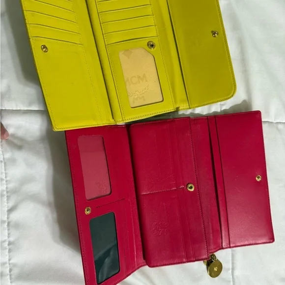 MCM Red and Yellow Leather Wallet Duo - Picture 7 of 7